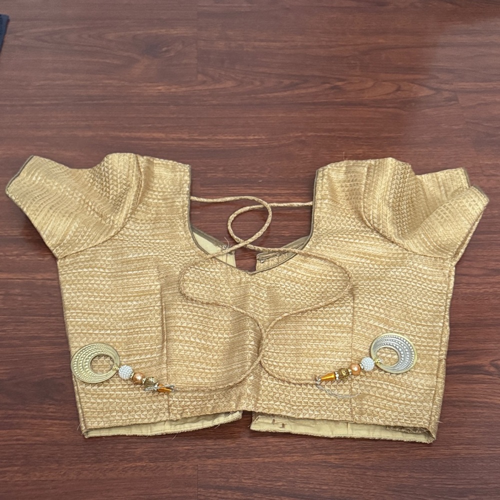 Elegant Tan Blouse with Embellishments (brand new)